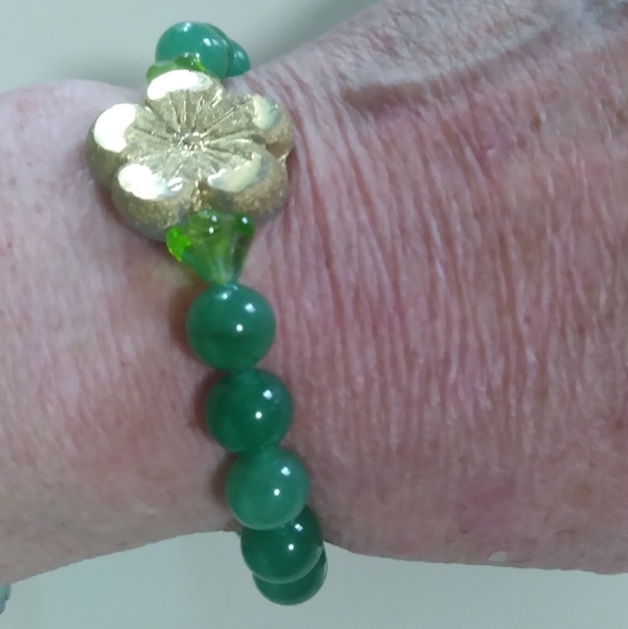 💎🎁 8" Boho Genuine Green Aventurine Flower 🌼 Bracelet 🙂 Magnetic Closure!💥 - Picture 2 of 14